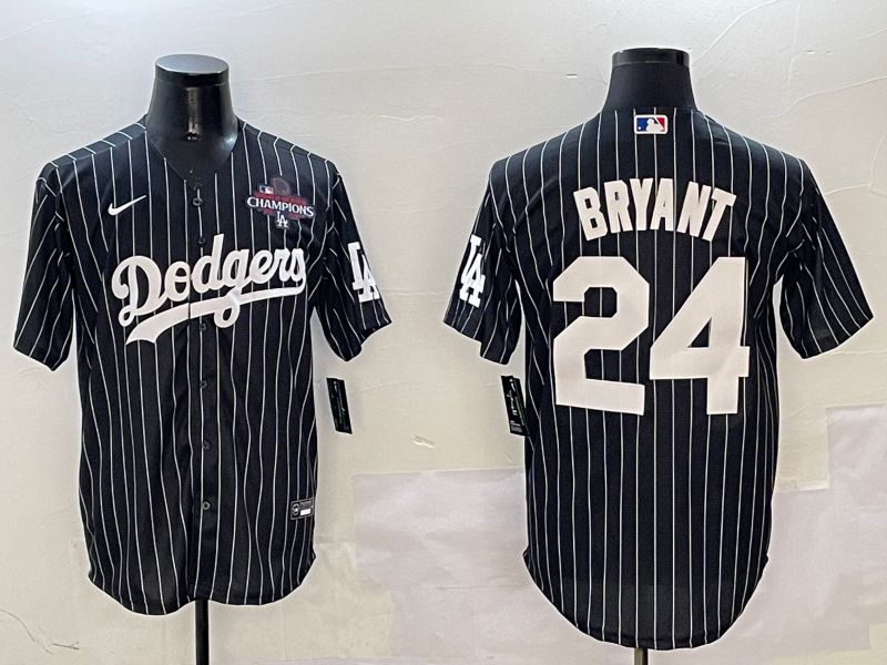 Men Los Angeles Dodgers #24 Bryant Black Stripe Jointly Name 2025 Nike MLB Jersey style 7